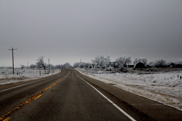 Icy Road trip, ice storm on a road trip, eastern Colorado ice storm, Small town Colorado