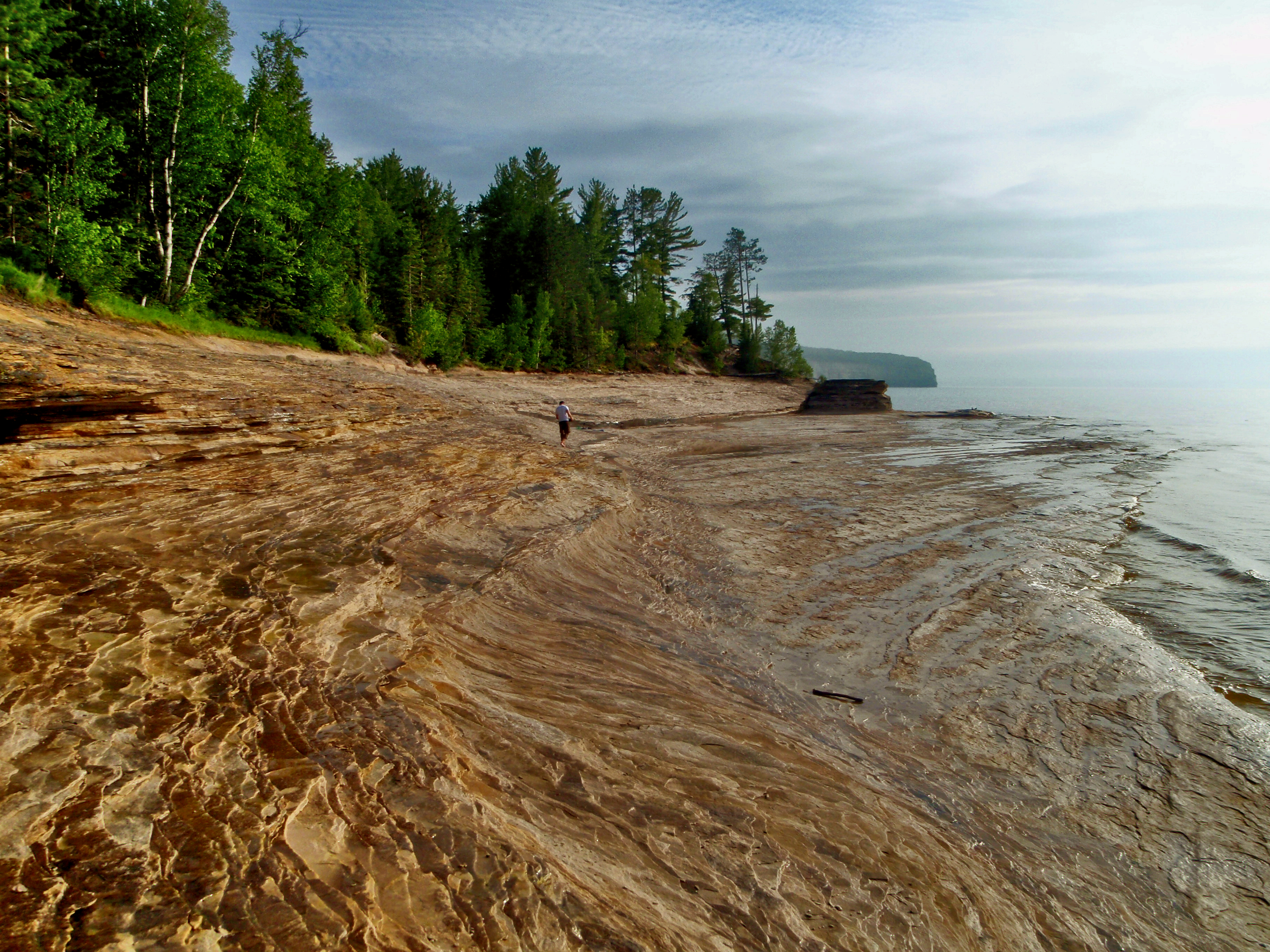 Michigan, Upper Peninsula, rock beach, sunset, backpacking, camping