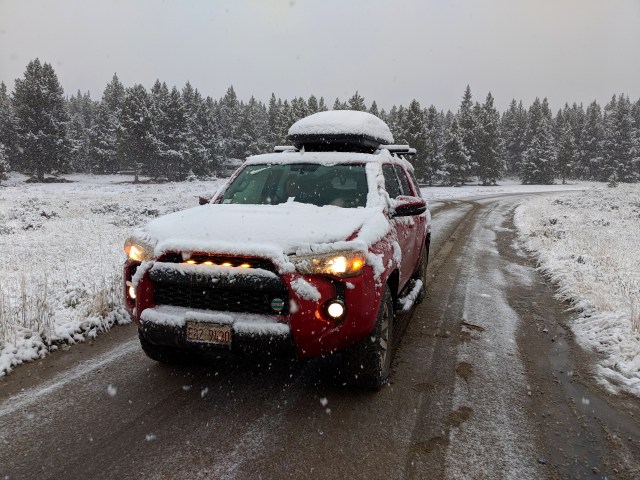 bighorns snow, bighorns snow, 4runner, toyota 4runner, road trip, 4runner camping, thule force on 4runner, 4runner grille lights, 4runner trd, 